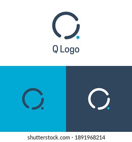 Q Logo and Icon. Clean and minimal logo featuring an abstract icon of the letter Q.
