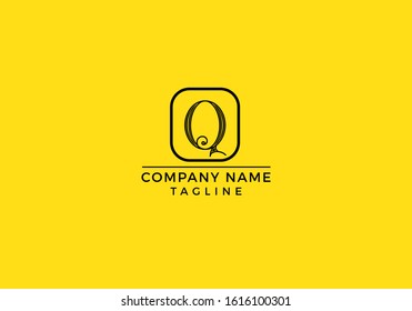 Q logo icon design with black and yellow color in vector editable file.