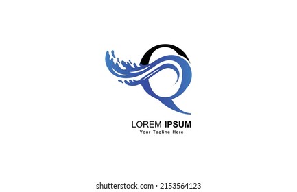 Q logo, Letter Q logo with wave design vector