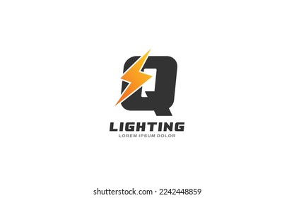 Q Logo with lightning letter concept for template