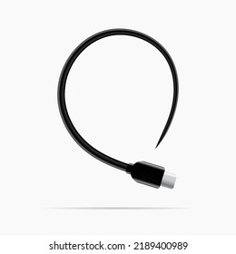 Q Logo aus Kabel Typ C. Vektor-einzelne Schriftart für digitales Design, Vorlage, Anwendungslogo usw.