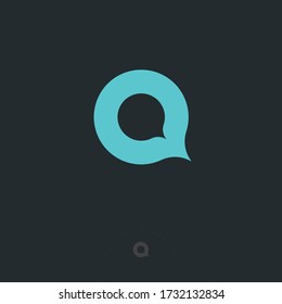 Q Logo. Q Monogram Like Water Drop Or Speech Bubble On A Dark Background. Network, Web, Chat Icon. UI Design.