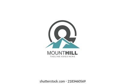 Q logo mountain for identity. letter template vector illustration for your brand.