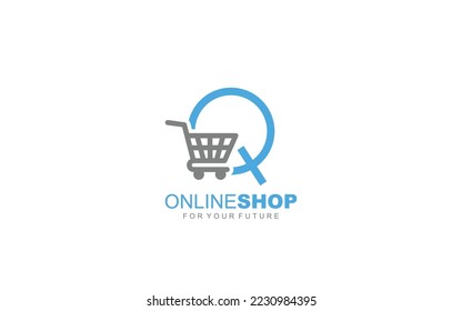 Q logo ONLINE SHOP for branding company. trolley template vector illustration for your brand.