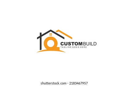 Q logo real estate for branding company. construction template vector illustration for your brand.