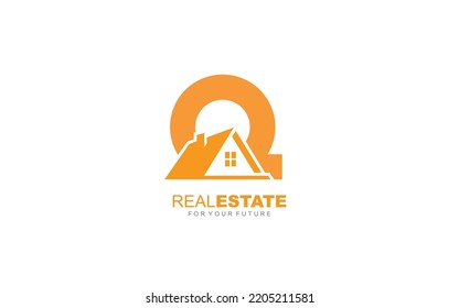 Q logo real estate for branding company. construction template vector illustration for your brand.