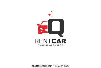 Q logo rental for branding company. transportation template vector illustration for your brand.