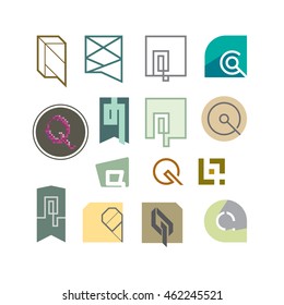 Q logo set. Monogram icon