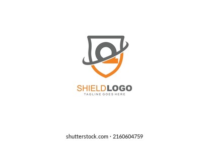 Q logo shield for branding company. security template vector illustration for your brand.