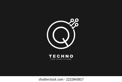 Q logo TECHNO for identity. Letter template vector illustration for your brand.