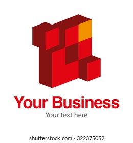 q logo template square geometric 3d red orange