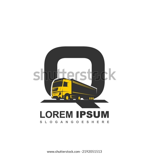Q logo with\
truck illustration for your\
brand