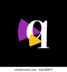 Q Logo.. Vector Graphic Business Branding Letter Element Illustration with Colorful Triangles. Dark Background