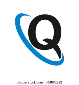 q logo vector with swoosh.