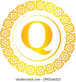 Q Logo.Letter .Abstract Q Design Vector in Gold Colors.