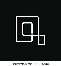 Q Logotype Connecting Monoline Outline Black Logo Corporate 