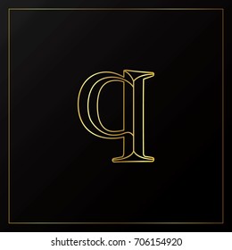 q Lowercase Gold Letter Outline Serif