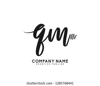 Q M  Initial Handwriting Logo Template Vector
