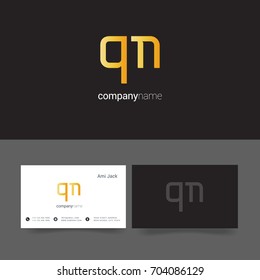 Q M joint logo design vector with business card template