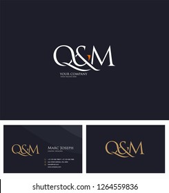 Q & M letters Joint logo icon and Business card vector template.