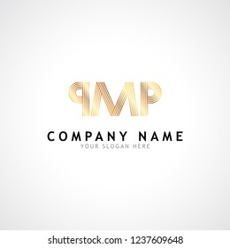 q m p qmp gold Initial logo template vector