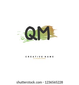 Q M QM Initial logo template vector. Letter logo concept