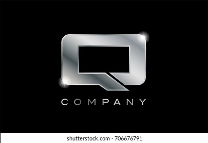 Q Metal Metallic Silver Logo On A Black Blackground