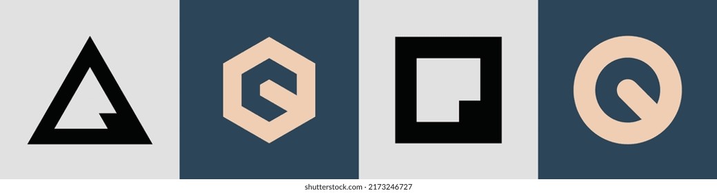Q modern initial letter logo design vector bundle. It will be suitable for which company or brand name start those initial.
