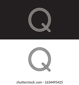 Q Modern Minimal Mutiple Line Art Logo Sign Symbol Alphabet. Design Vector Graphic EPS10
