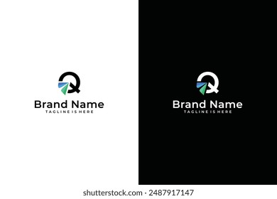 Q Monogramm Alphabet Symbol Design kombiniert mit Pfeilen