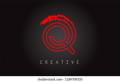 Q Monogram Letter Design Brush Paint Stroke. Letter Logo with Monogram Paintbrush Vector Illustration.