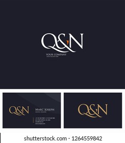 Q & N letters Joint logo icon and Business card vector template.