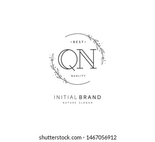 Q N QN Beauty vector initial logo, handwriting logo of initial signature, wedding, fashion, jewerly, boutique, floral and botanical with creative template for any company or business.