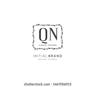Q N QN Beauty vector initial logo, handwriting logo of initial signature, wedding, fashion, jewerly, boutique, floral and botanical with creative template for any company or business.