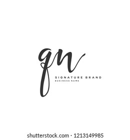 Q N QN Initial letter handwriting and  signature logo concept design