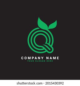 Q natural Letter logo , Q letter logo with leaves,eco,botanical