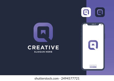 q negative space logo design business brand inspiration