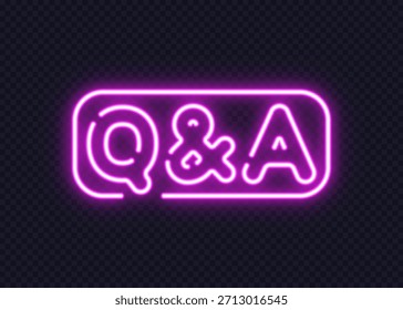 Q und A Neon-Label in sanftem rosa Glanz, erstellt für Sessions, Foren oder interaktive Formate.