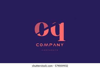 q o oq alphabet small letter blue pink creative design vector company logo icon template 
