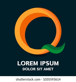Q orange logo . Vector illustration isolated on background .
