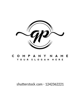 Q P Initial handwriting logo vector