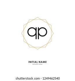 Q P QP Initial logo letter with minimalist concept. Vector with scandinavian style logo.