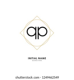 Q P QP Initial logo letter with minimalist concept. Vector with scandinavian style logo.