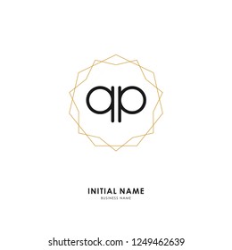 Q P QP Initial logo letter with minimalist concept. Vector with scandinavian style logo.