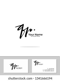 Q P QP initial logo signature template vector. Handwriting concept logo.