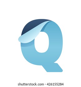 Q paper letter with folded corner. Vector paper style typeface. Letter for card, app icon, corporate identity, label or poster.