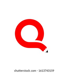 q pencil logo design simple modern template