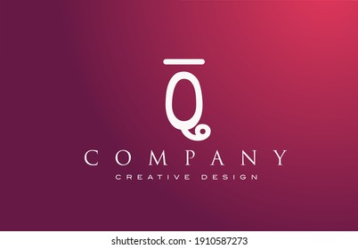 Q pink white alphabet letter logo icon. Design for lettering and corporate identity. Elegant template with vintage abstract style