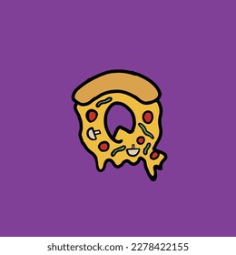 q from pizza vector fast food alphabet and number
