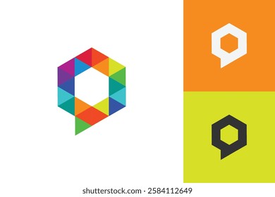 Q Polygon  logo Design, Logo Design graphic Conception, logo icon template graphic art, vector illustration design.